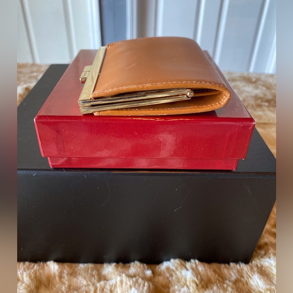 Salvatore Ferragamo Tan & Gold Savana Calf Mini Wallet - Picture 3 of 7